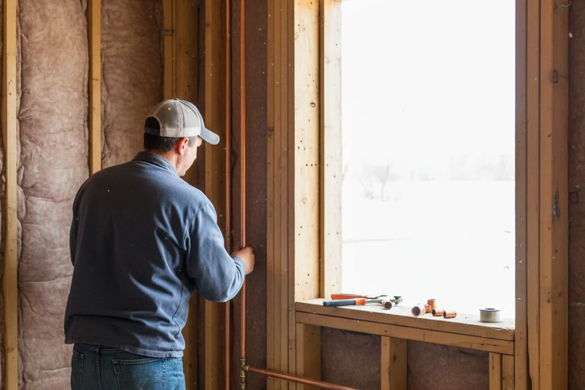 Licensed plumber running new copper supply lines in a Lafayette home