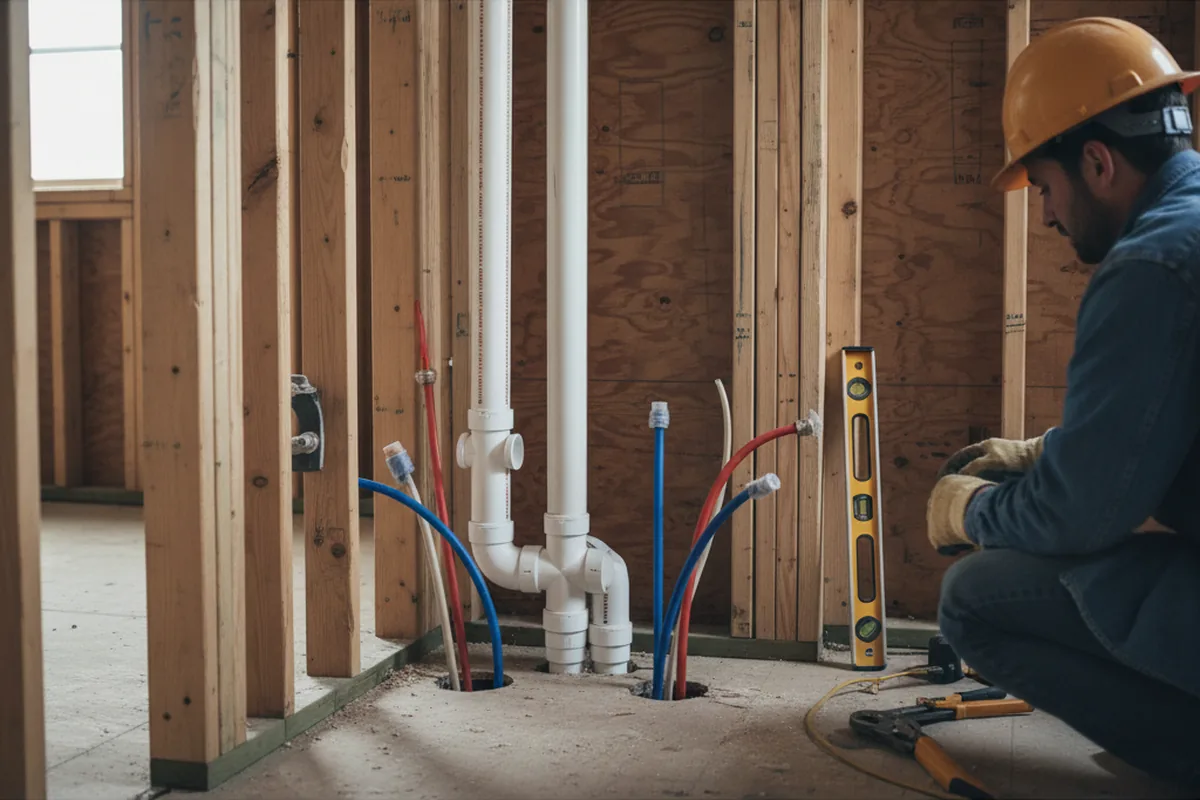 Drain and supply rough-in during Toilet Repair and Installation in Lafayette