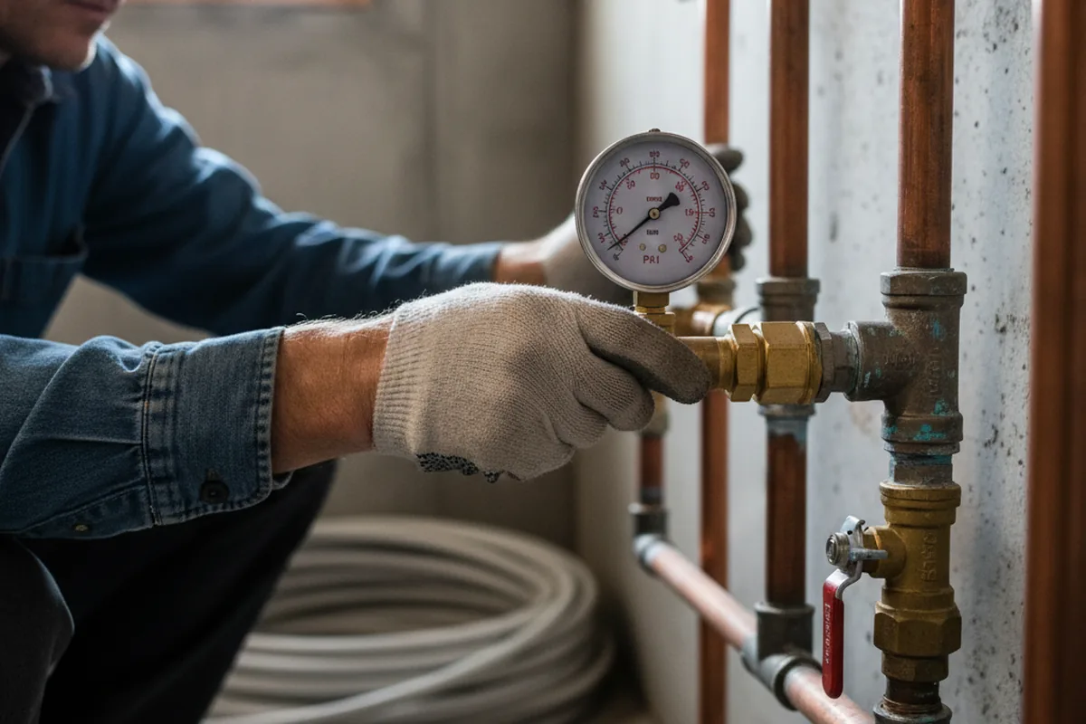Pressure testing a repaired line during Water Line Repair in Lafayette
